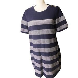 Striped Knit Sweater Dress, Short Sleeve, Tommy Hilfiger, XL Women’s